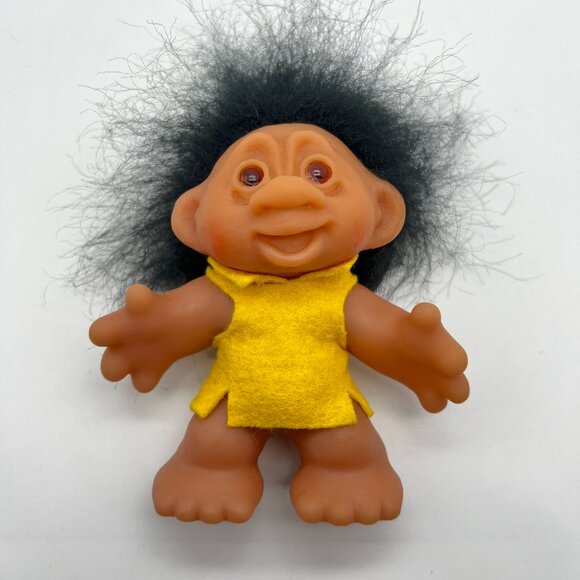 Thomas Dam Other - VTG DAM Playmate Troll Doll Made In Denmark Big Nose Black Hair Double Stamped